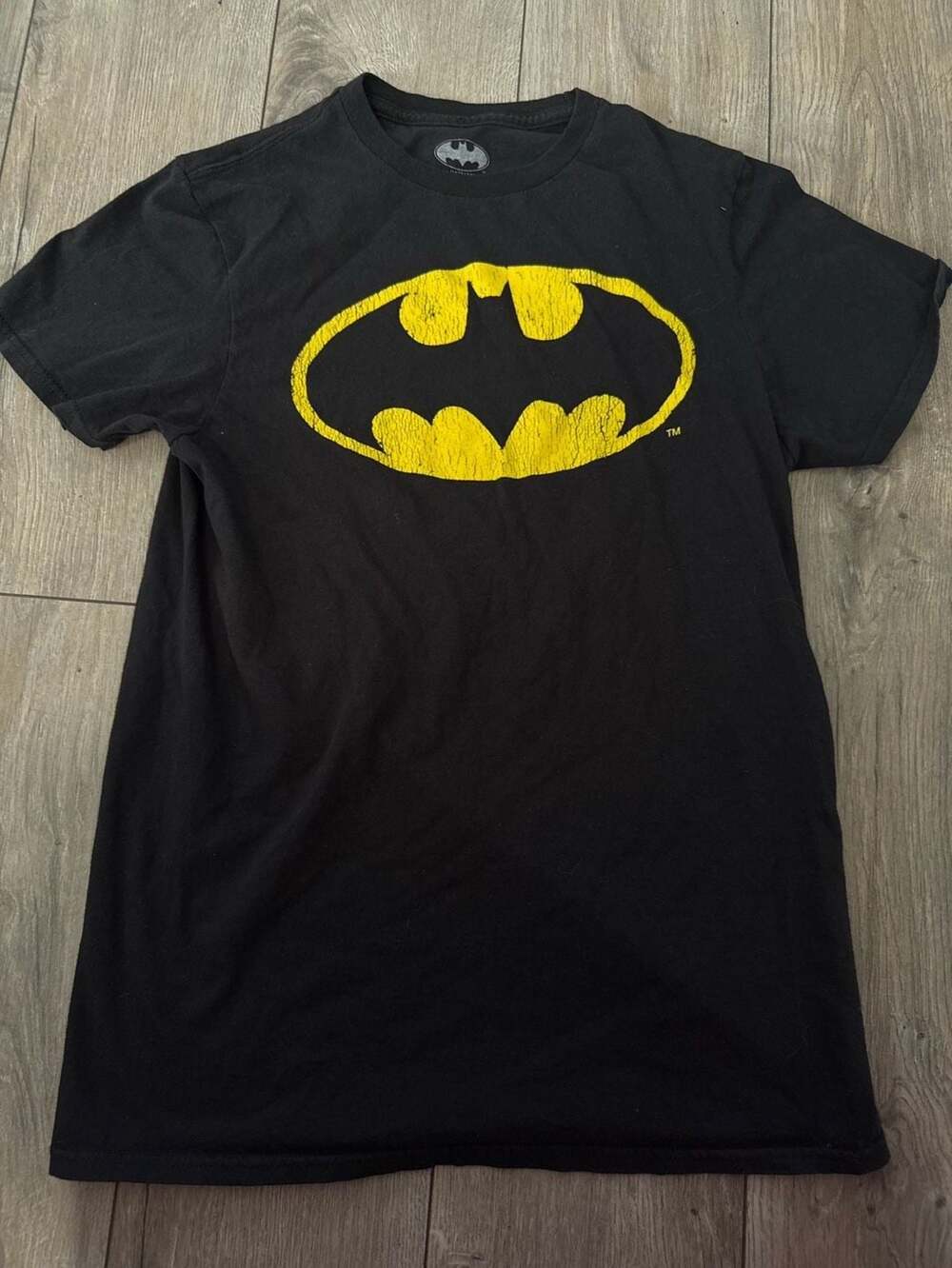 DC Comics Batman Black T-Shirt with Yellow Logo Size S